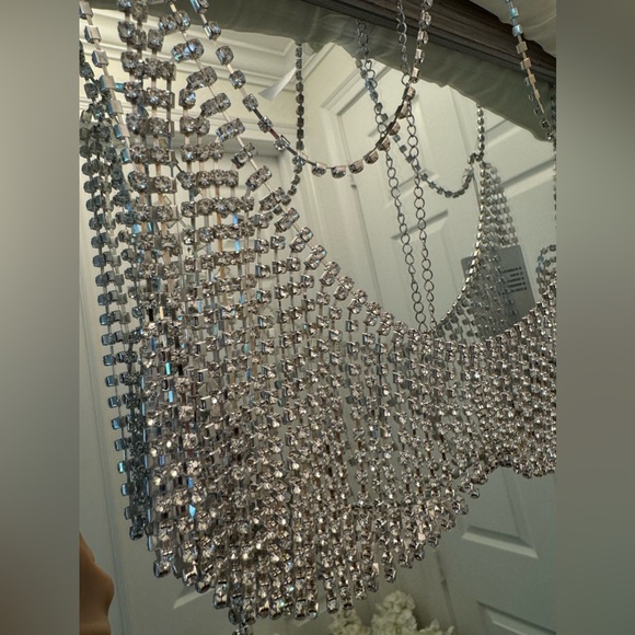 Urban Outfitters Jewerly Rhinestone Metal Bra Size L - Picture 7 of 8